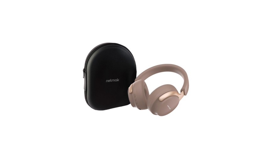 Auricular Bluetooth Tipo Vincha con Estuche Netmak (NM-ULTRA-G) Beige